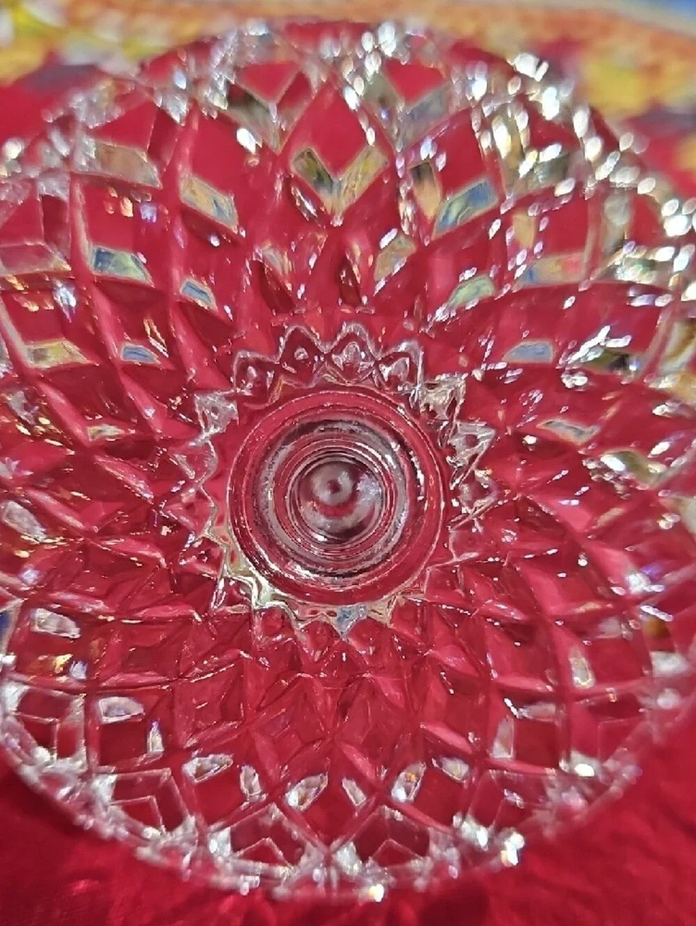 VTG Crystal Clear Cut Glass Ring Holder Dish – Scalloped Edge Vanity Organizer